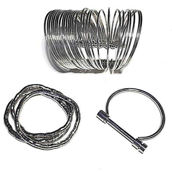 Silver-tone bracelet bundle - Picture 1 of 9